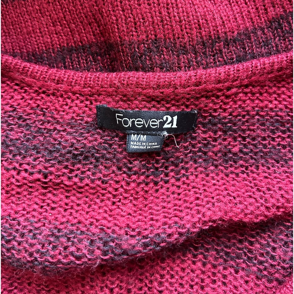 Forever21 Knit Deep V 3/4 sleeve red and black stripe tunic sweater dress in Med - Picture 5 of 6